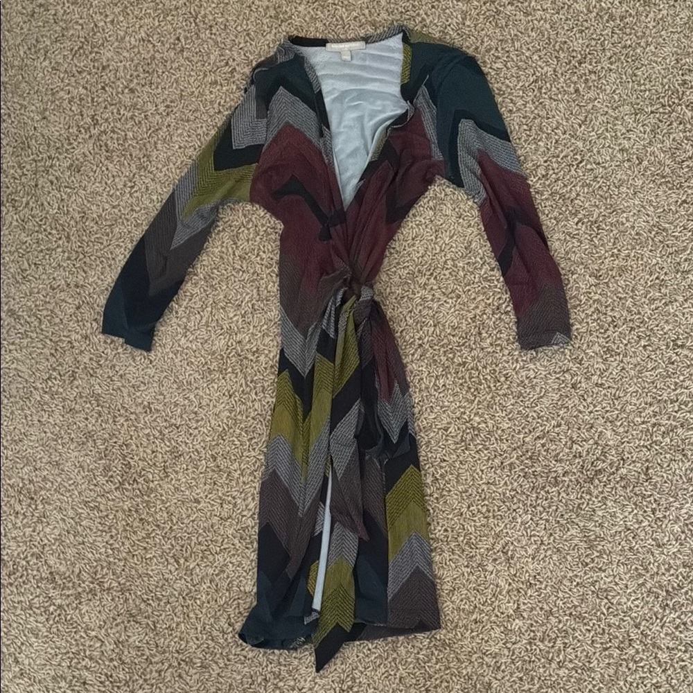 Multicolor Chevron Wrap Dress